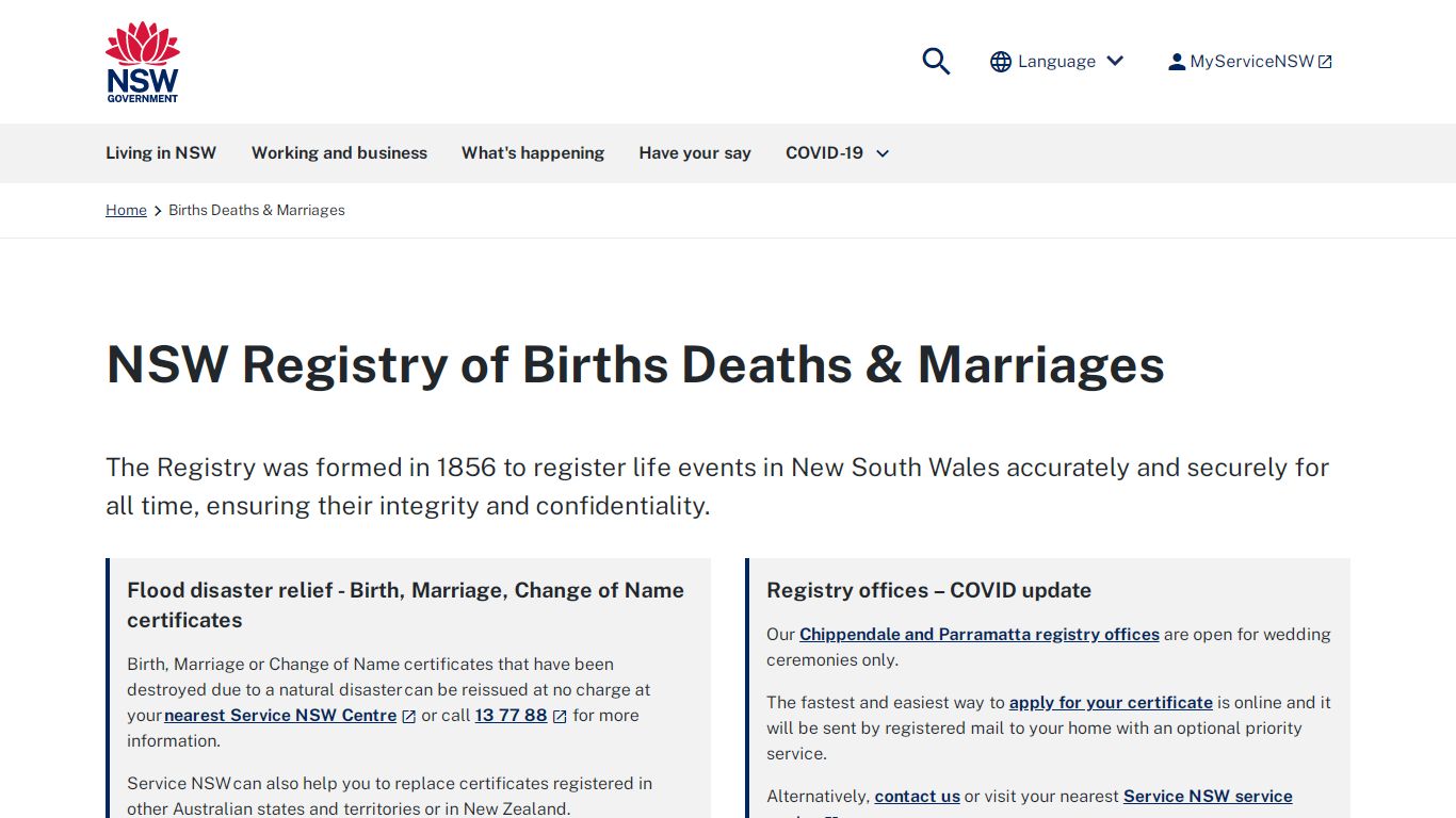 NSW Registry of Births Deaths & Marriages | NSW Government