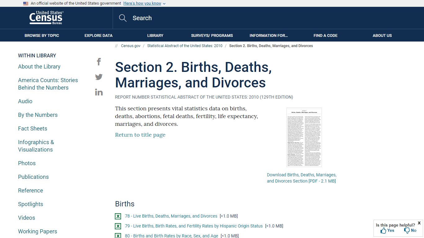 Section 2. Births, Deaths, Marriages, and Divorces - Census.gov